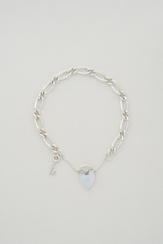 Heart Padlock Figaro Bracelet (UK)