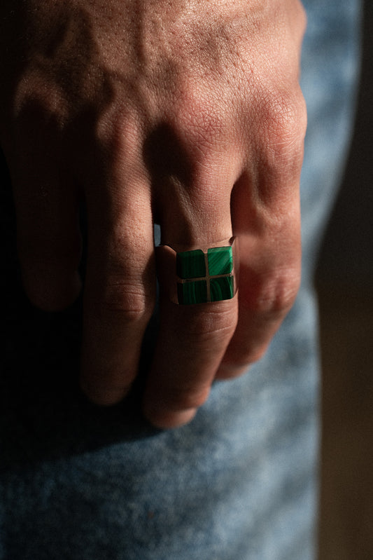 Malachite Inlay Ring (Taxco, Mexico)