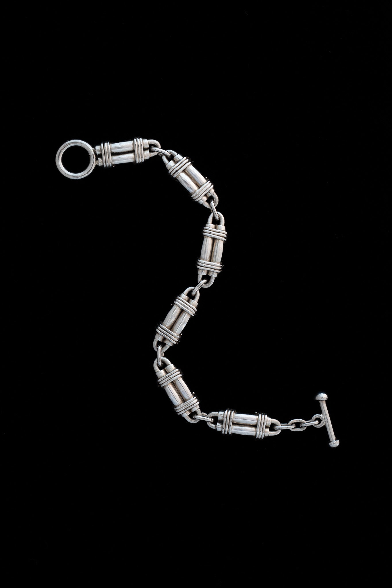 Wrapped Barrel Link Bracelet (Mexico, Taxco)