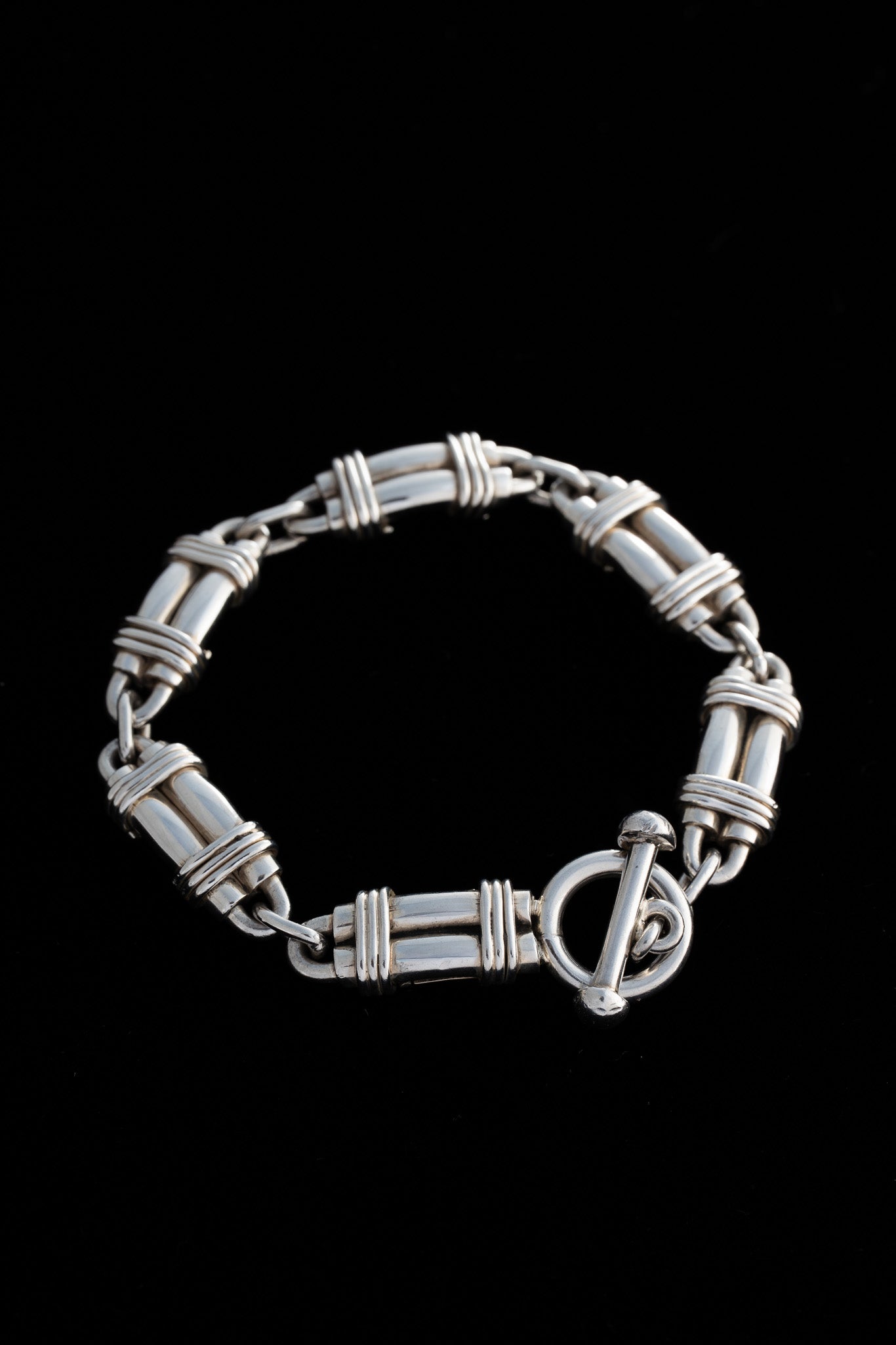 Wrapped Barrel Link Bracelet (Mexico, Taxco)