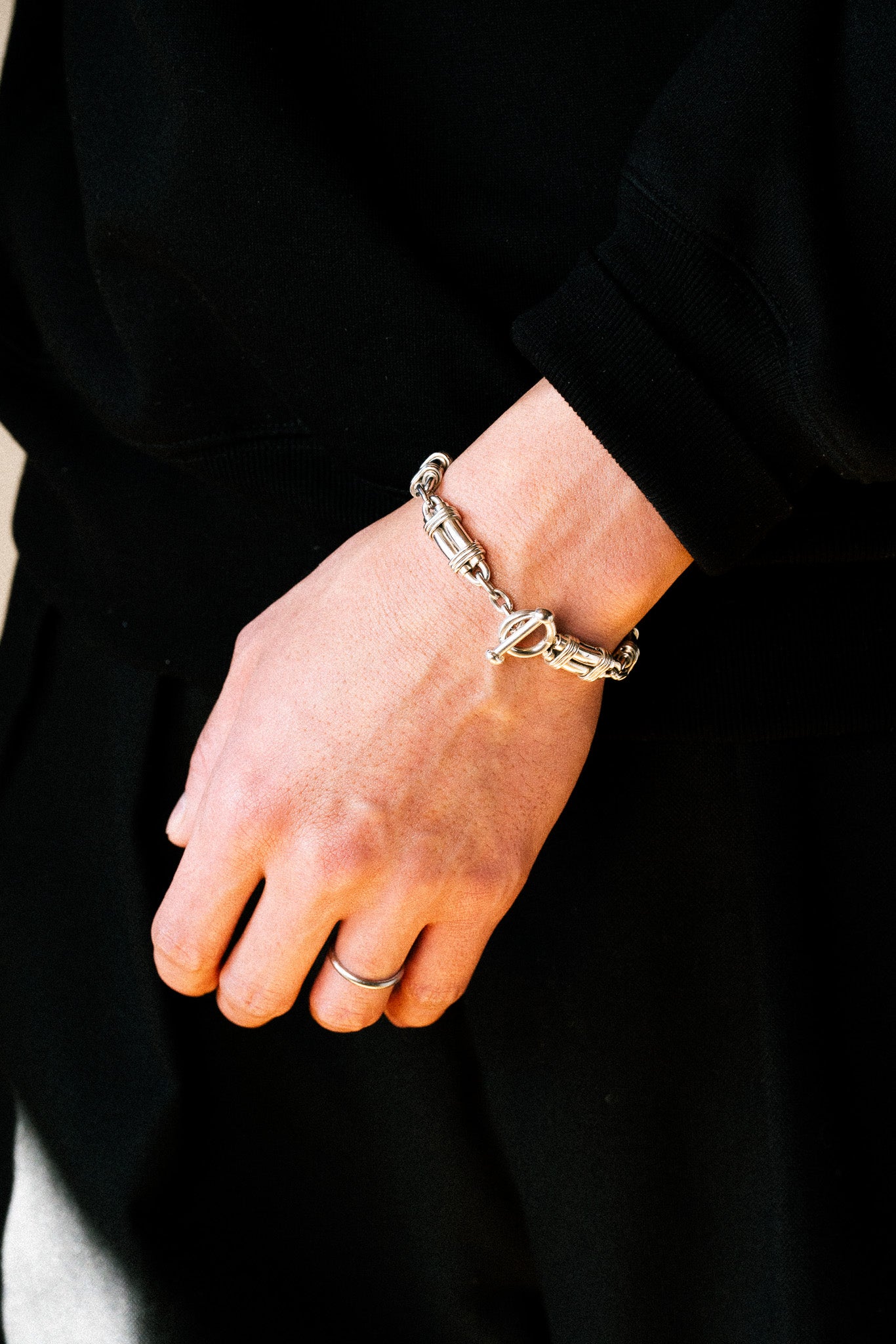 Wrapped Barrel Link Bracelet (Mexico, Taxco)