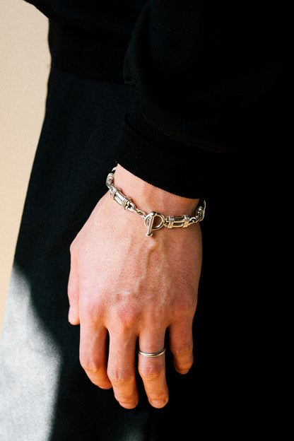 Wrapped Barrel Link Bracelet (Mexico, Taxco)