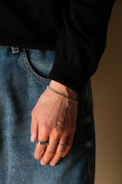 UNOAERRE｜Silver 800 Curb Chain Bracelet (Italy)