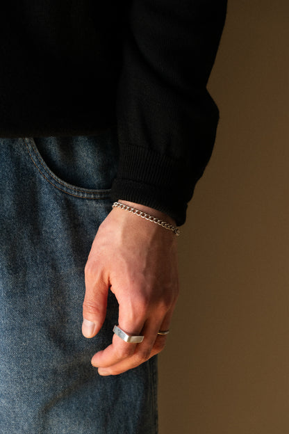 UNOAERRE｜Silver 800 Curb Chain Bracelet (Italy)