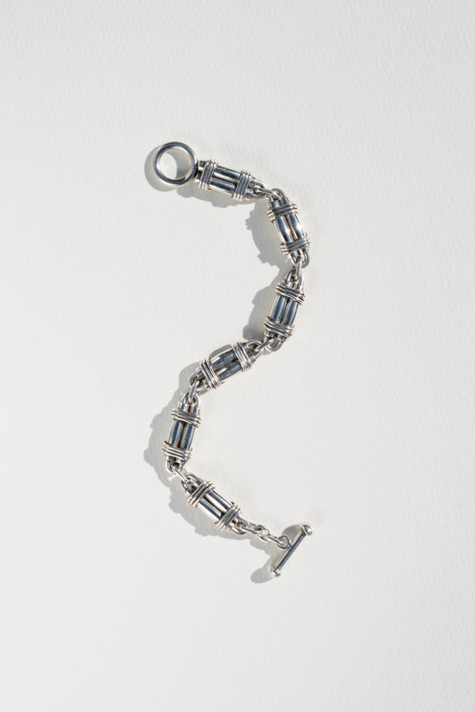 Wrapped Barrel Link Bracelet (Mexico, Taxco)