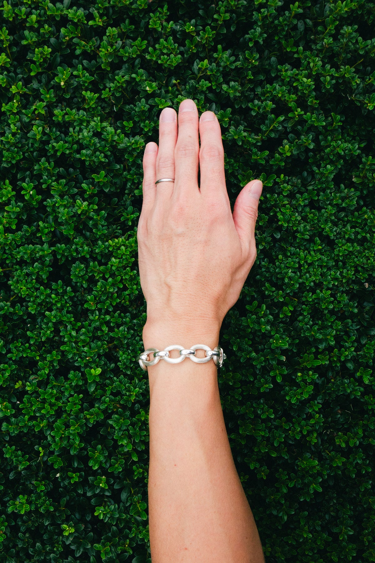 Grooved Oval Link Silver Bracelet (UK)