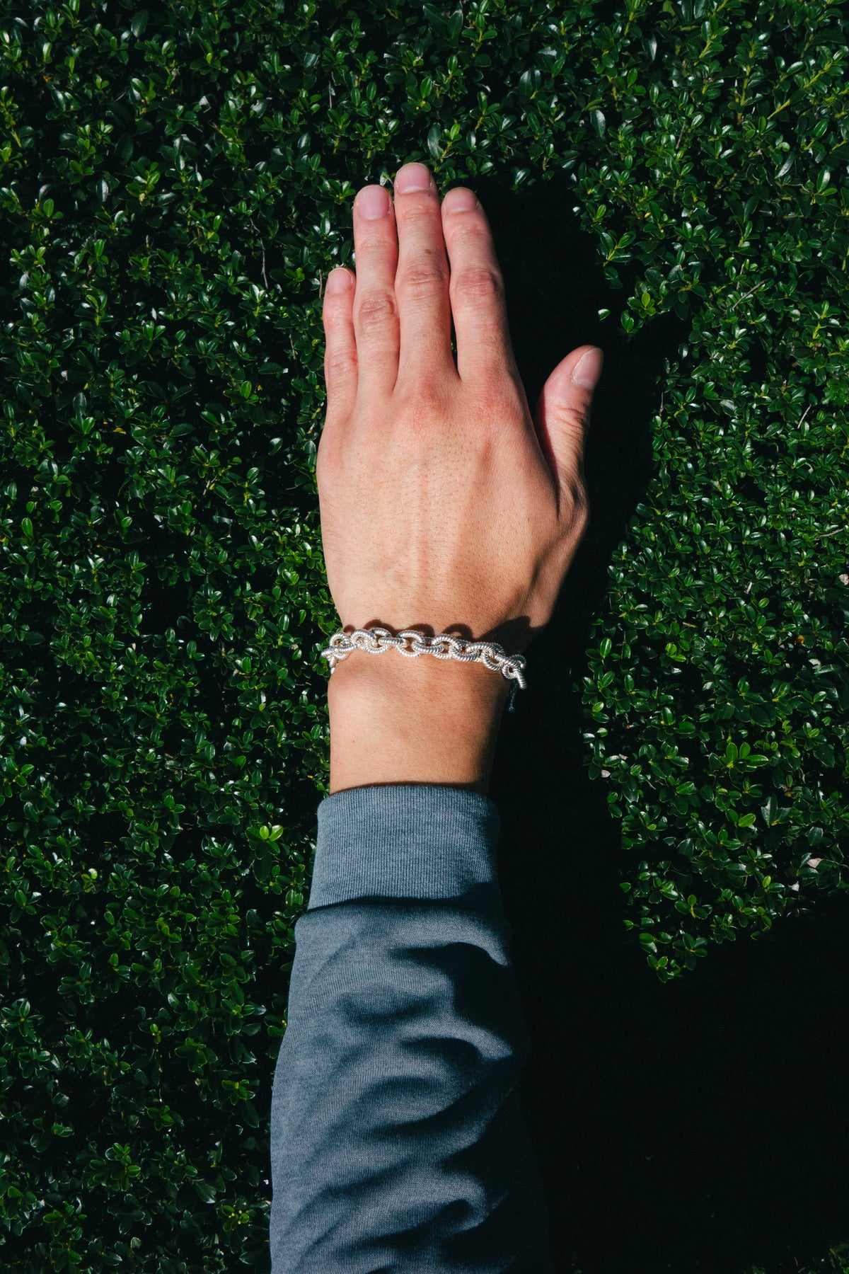Rope Textured Link Silver Bracelet