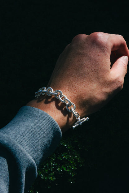 Rope Textured Link Silver Bracelet