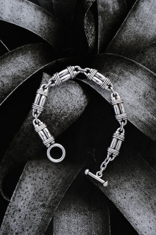 Wrapped Barrel Link Bracelet (Mexico, Taxco)