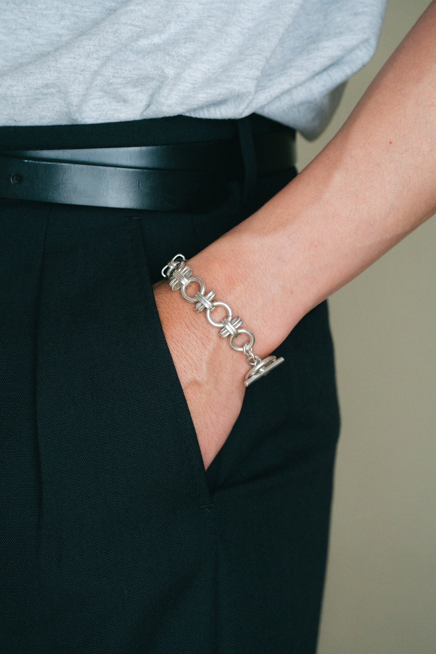 Sculptural Ring Link Bracelet (Mexico)
