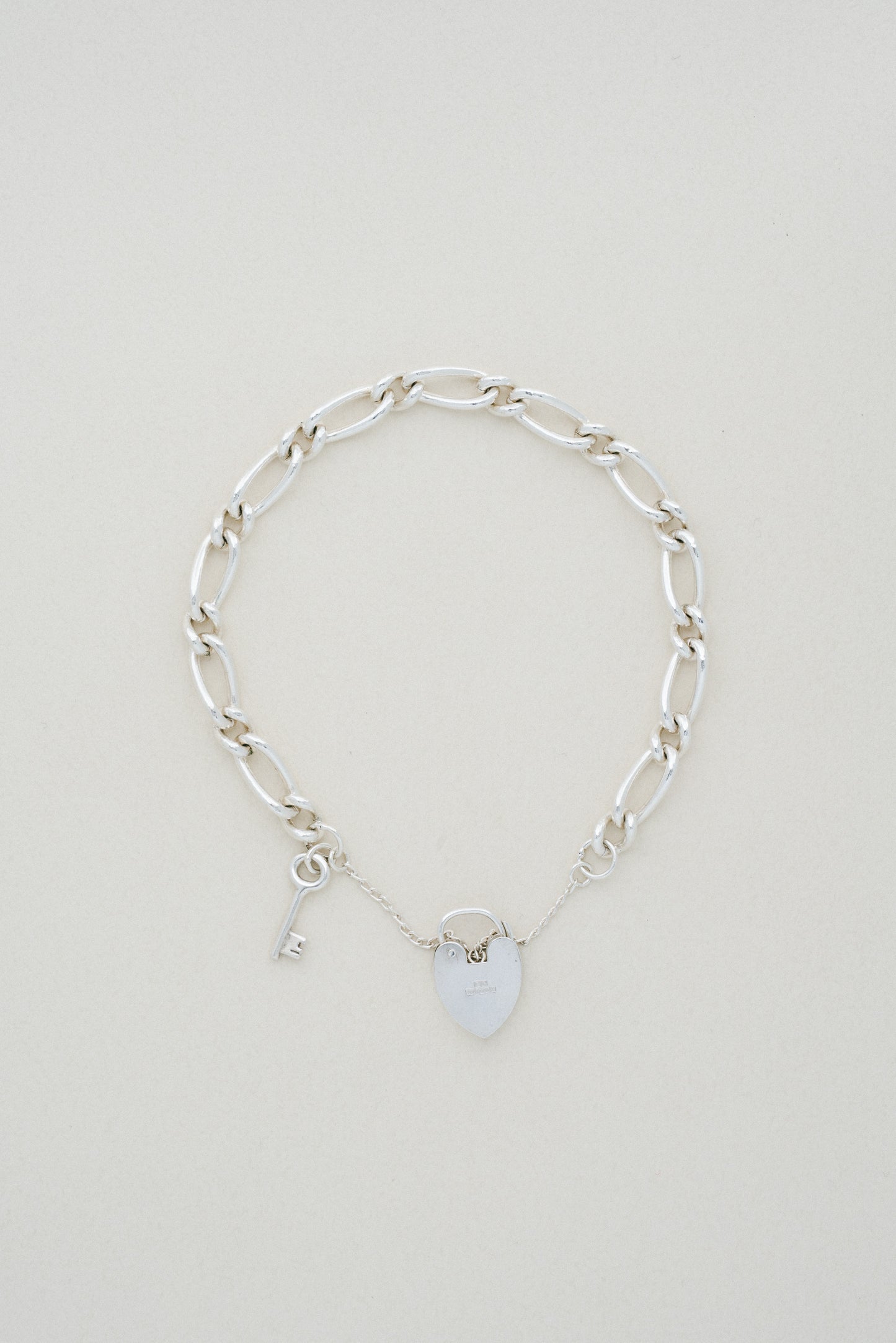 Heart Padlock Figaro Bracelet (UK)