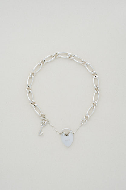 Heart Padlock Figaro Bracelet (UK)