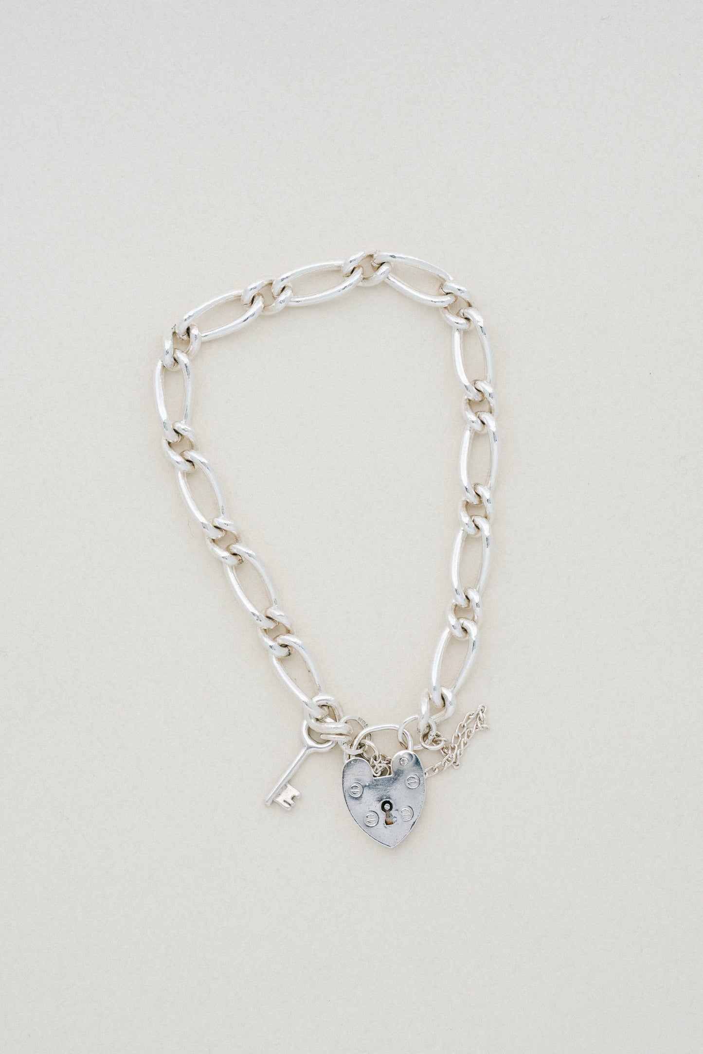 Heart Padlock Figaro Bracelet (UK)