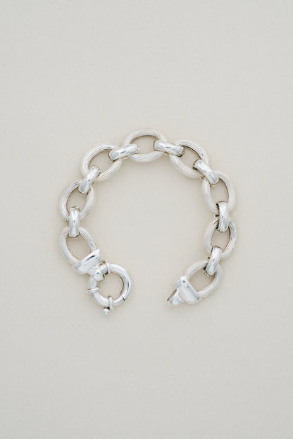 Grooved Oval Link Silver Bracelet (UK)
