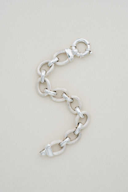 Grooved Oval Link Silver Bracelet (UK)