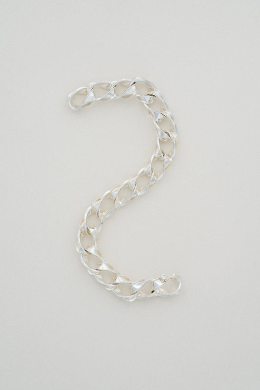 UNOAERRE｜Sculpted Link Silver Bracelet (Italy)