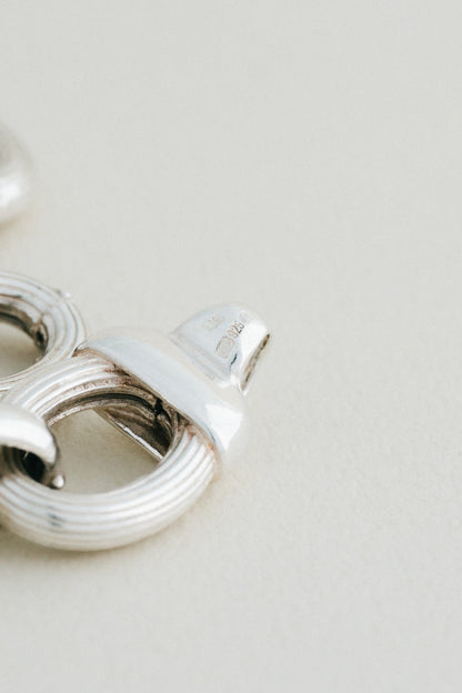 Grooved Oval Link Silver Bracelet (UK)