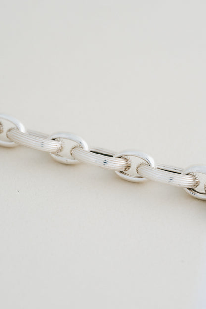 Grooved Oval Link Silver Bracelet (UK)