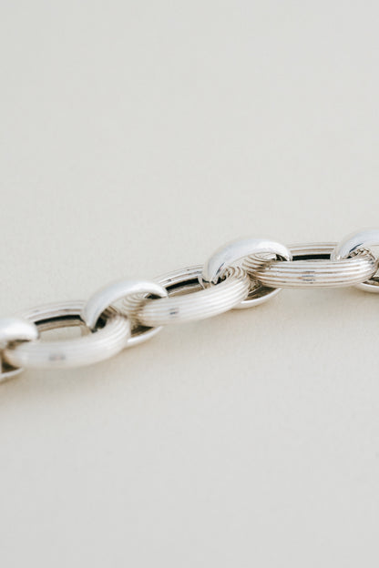 Grooved Oval Link Silver Bracelet (UK)