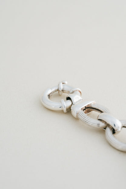 Grooved Oval Link Silver Bracelet (UK)