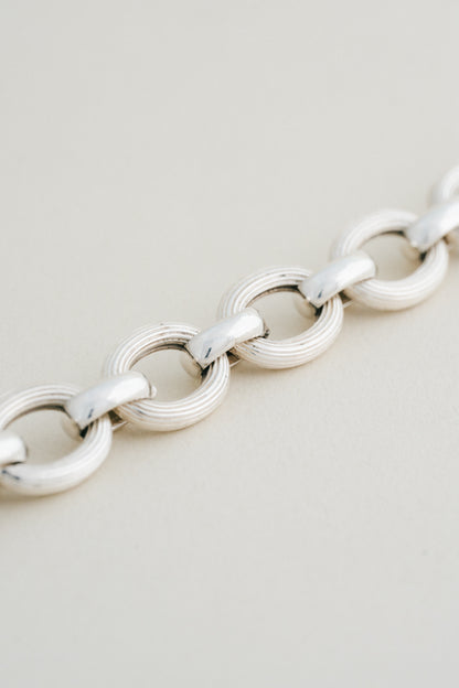 Grooved Oval Link Silver Bracelet (UK)