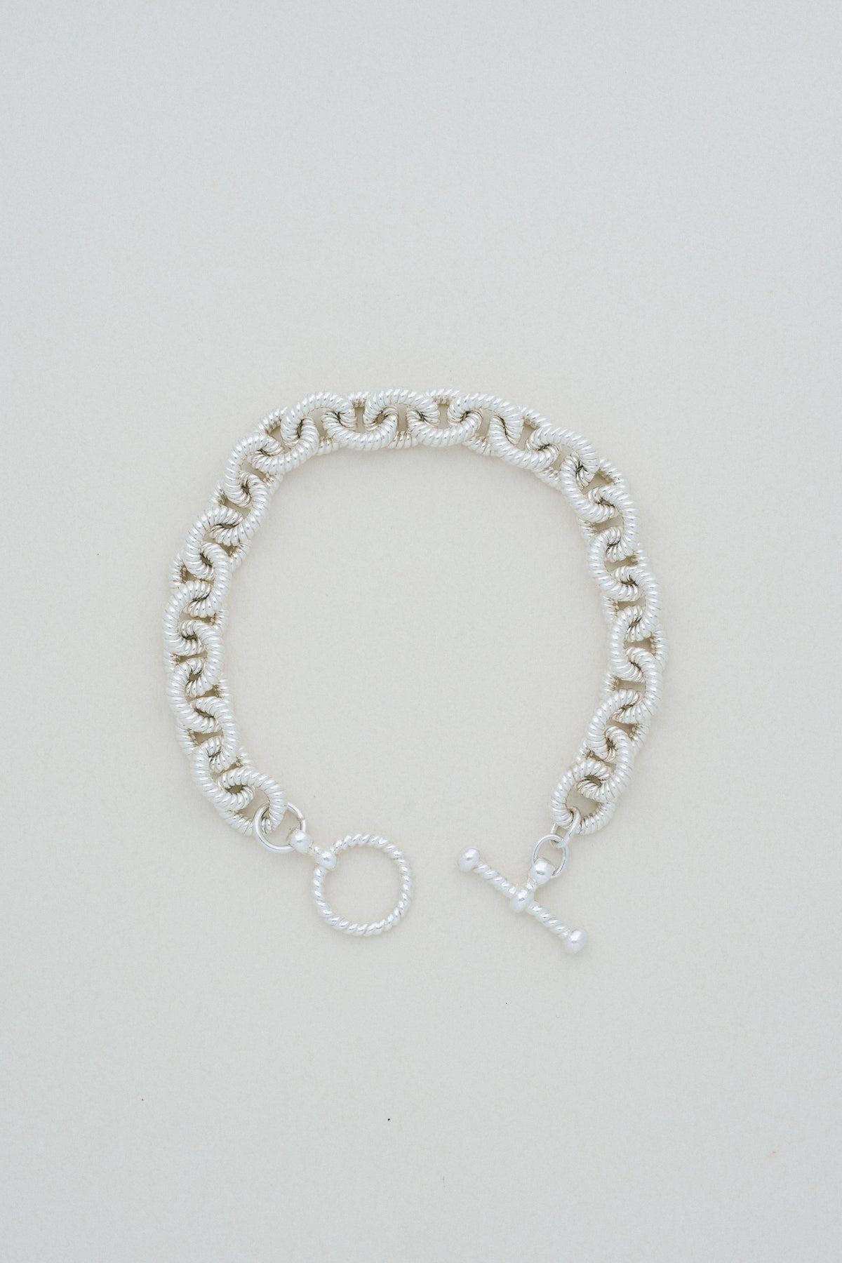 Rope Textured Link Silver Bracelet