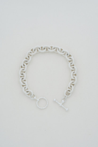 Rope Textured Link Silver Bracelet