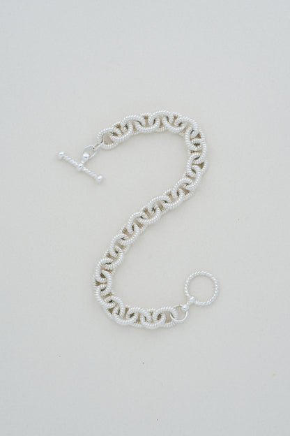 Rope Textured Link Silver Bracelet