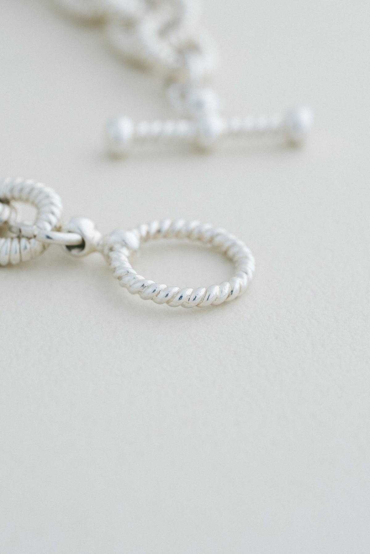 Rope Textured Link Silver Bracelet
