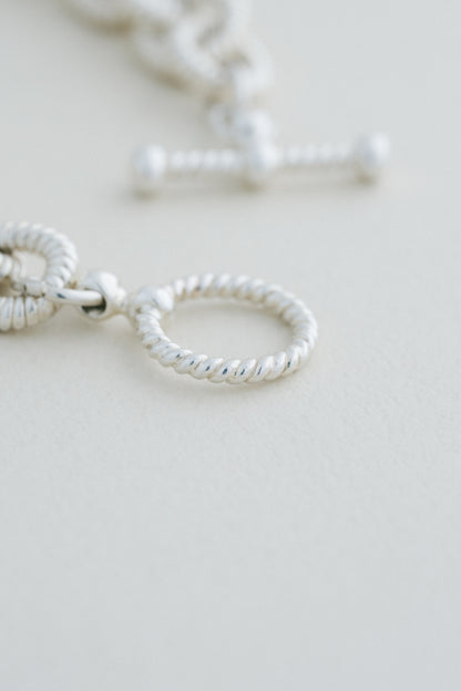 Rope Textured Link Silver Bracelet