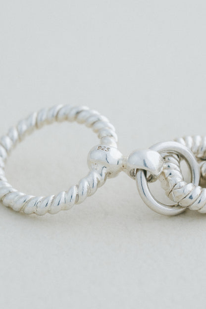 Rope Textured Link Silver Bracelet