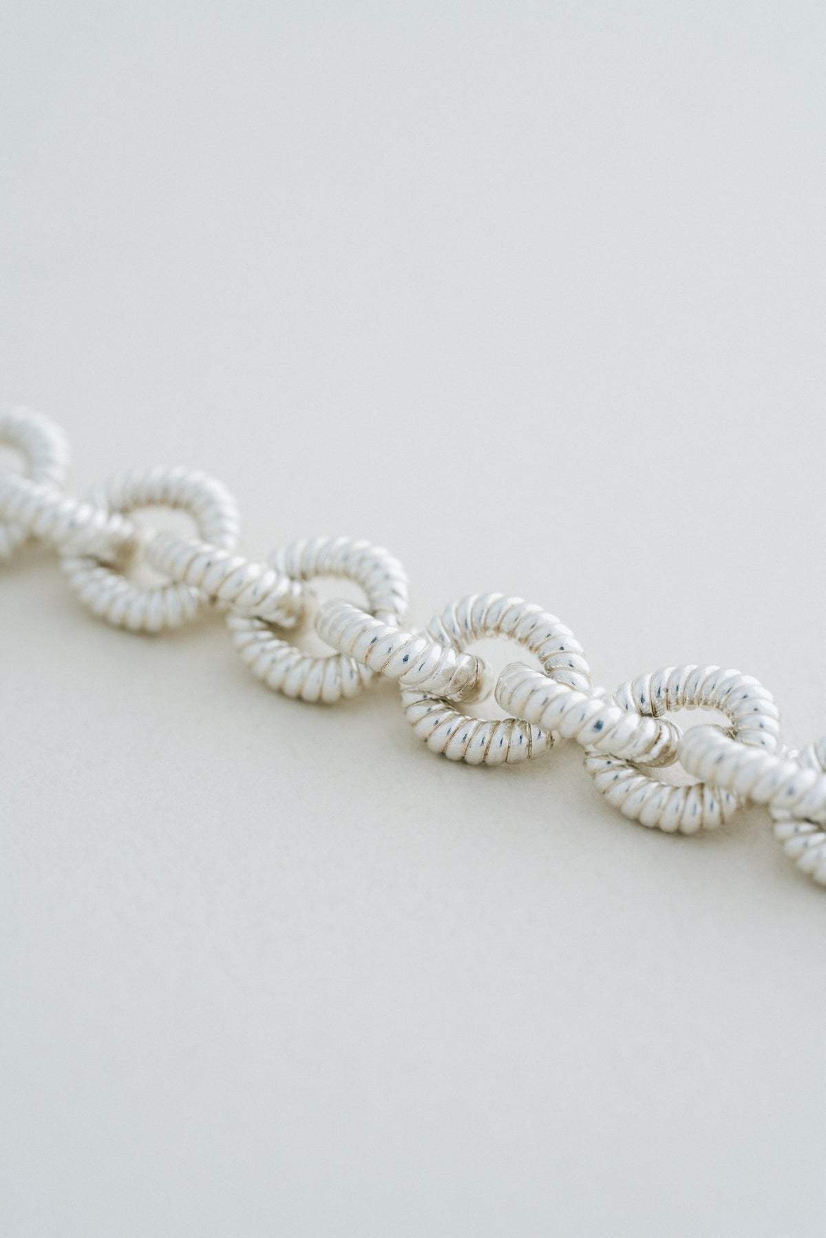 Rope Textured Link Silver Bracelet