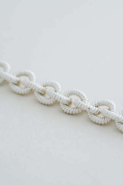 Rope Textured Link Silver Bracelet
