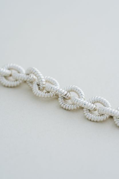 Rope Textured Link Silver Bracelet