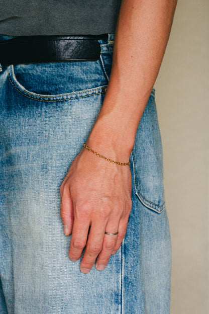 UNOAERRE｜Double Link 9ct Gold Bracelet (Italy)