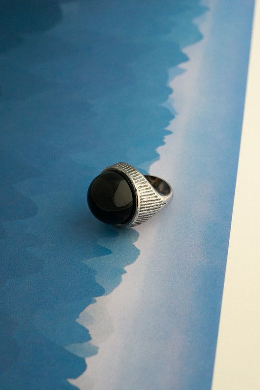 W&S Sorensen｜Oval Black Stone Ring (Denmark)